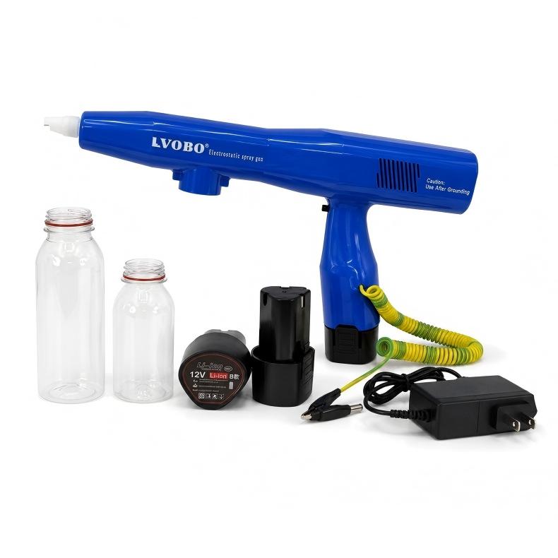 LVOBO BO-VX26S cordless electrostatic powder coating gun complete kit on white background
